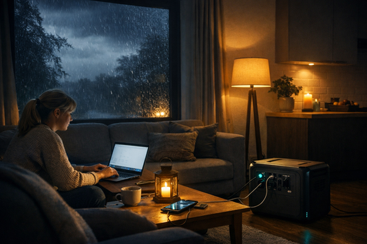 UK home using portable power station during power outage caused by rising energy crisis