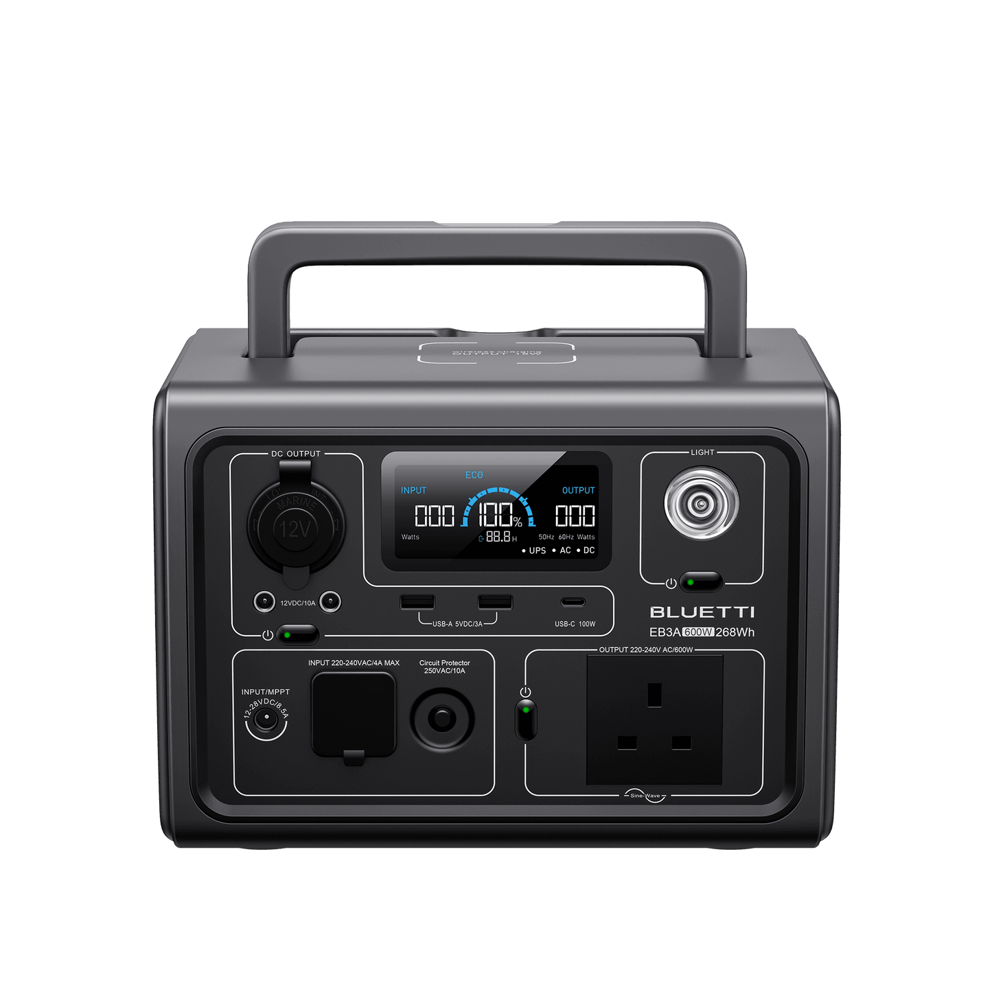 Bluetti EB3A Portable Power Station (268Wh / 600W)