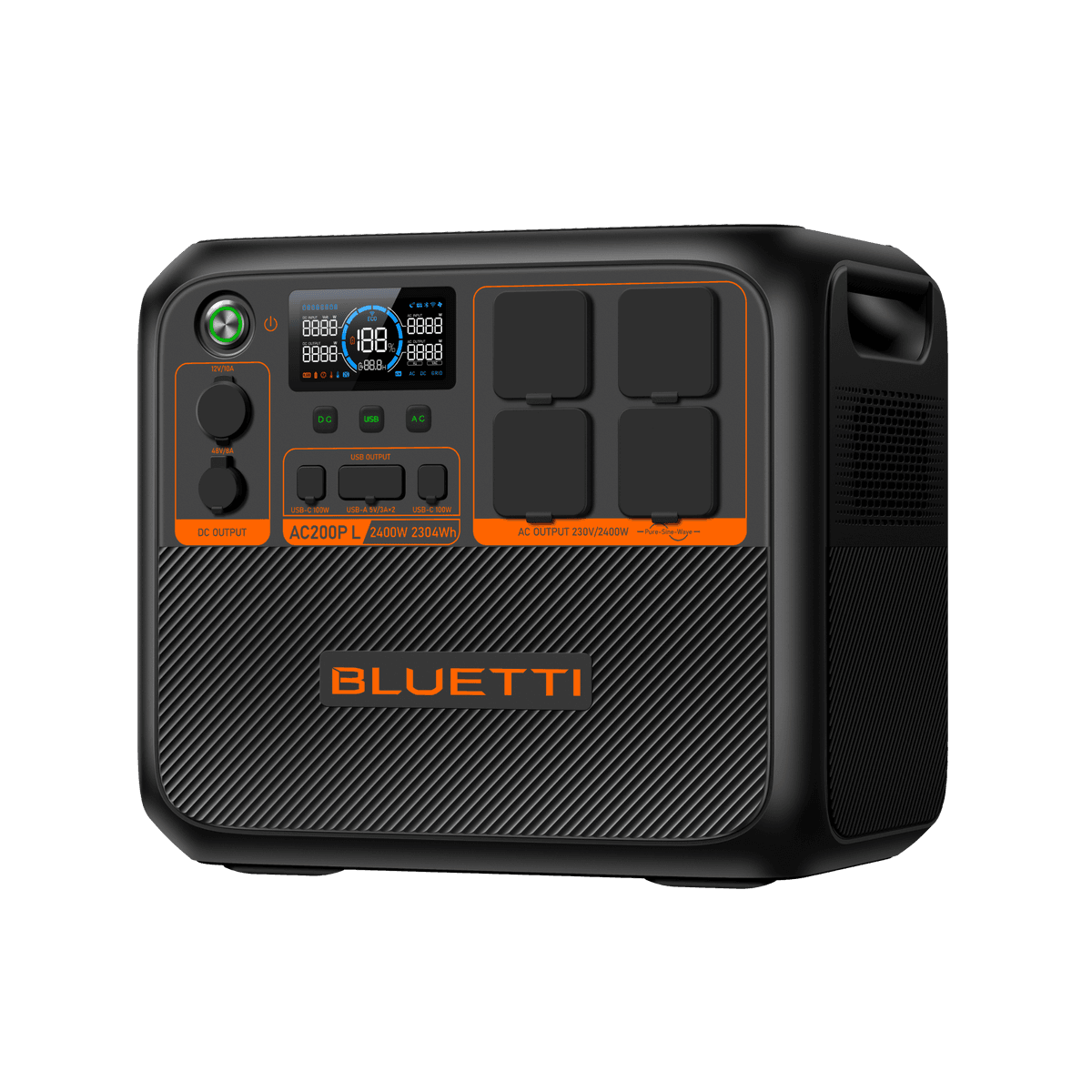 BLUETTI AC200P L portable power station angled view