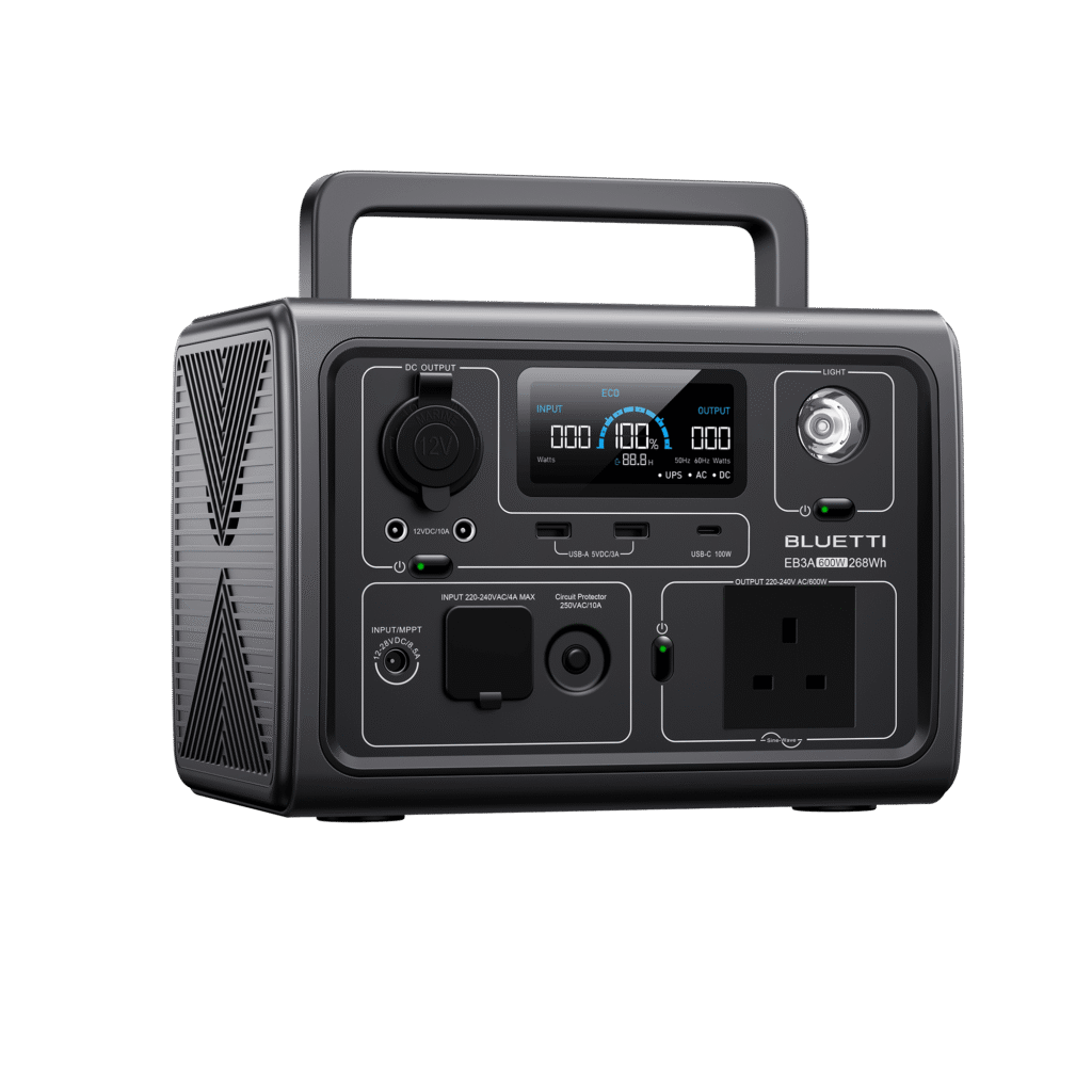 BLUETTI EB3A portable power station angled view