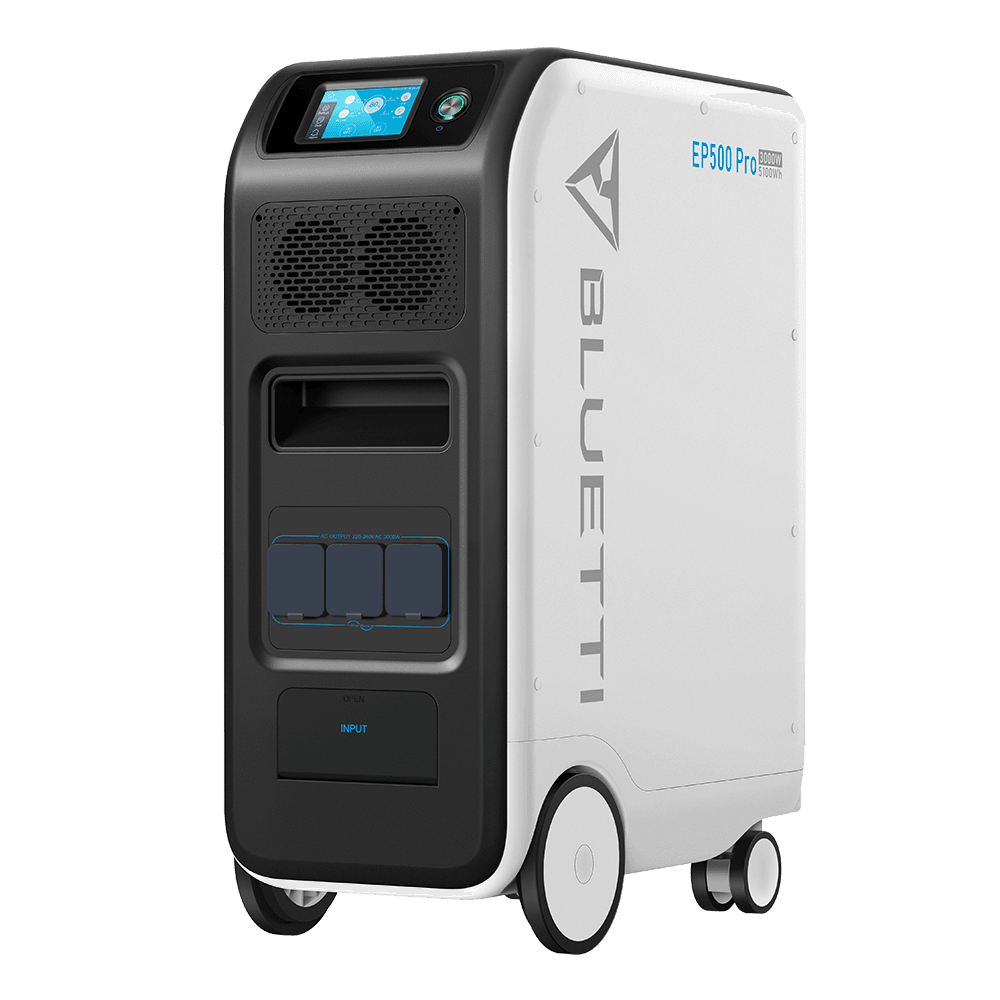 BLUETTI EP500Pro smart home backup power station angled view