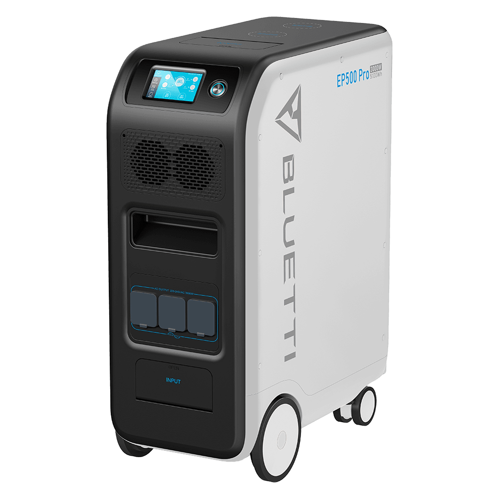 BLUETTI EP500Pro smart home backup power station angled view