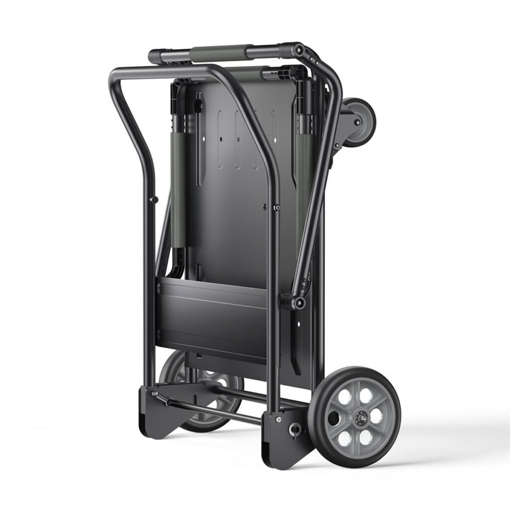 BLUETTI folding trolley cart folded upright
