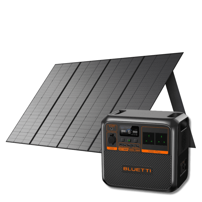 BLUETTI AC180P portable power station with PV350 solar panel kit