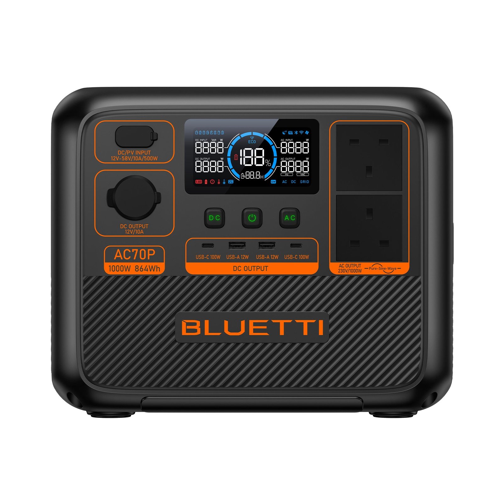 BLUETTI AC70P portable power station front view